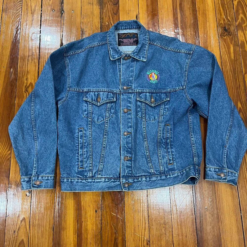 Irene Fashions Denim Jean Jacket Wildhorse Saloon Big Embroidery Women's L VTG